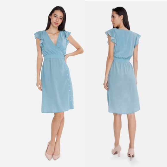 Tucker Dresses & Skirts - Tucker NYC porcelain blue silk button up wrap dres